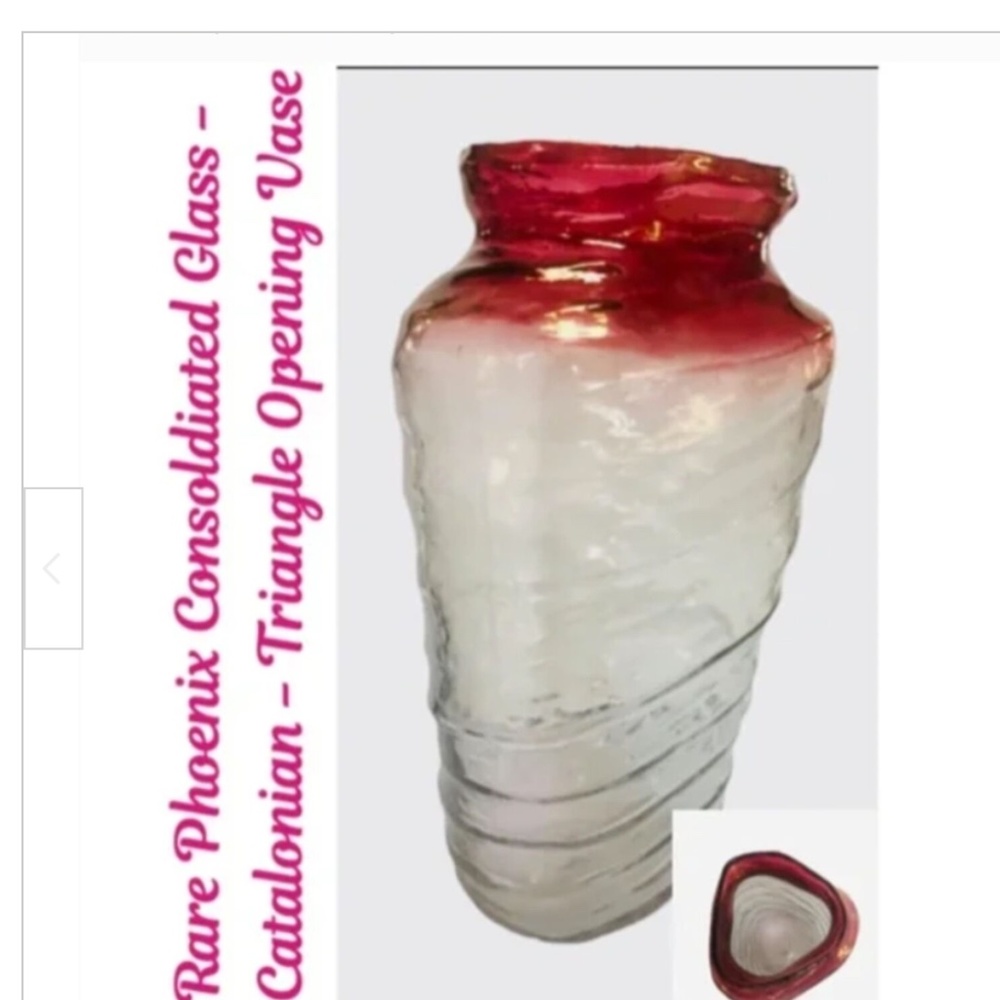 Rare Phoenix Consolidated Glass Catalonian Triangle Opening Vase